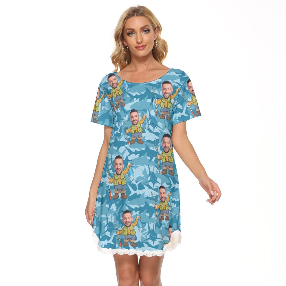 Funny Custom Face Lace Hawaiian Dress For Summer (1)