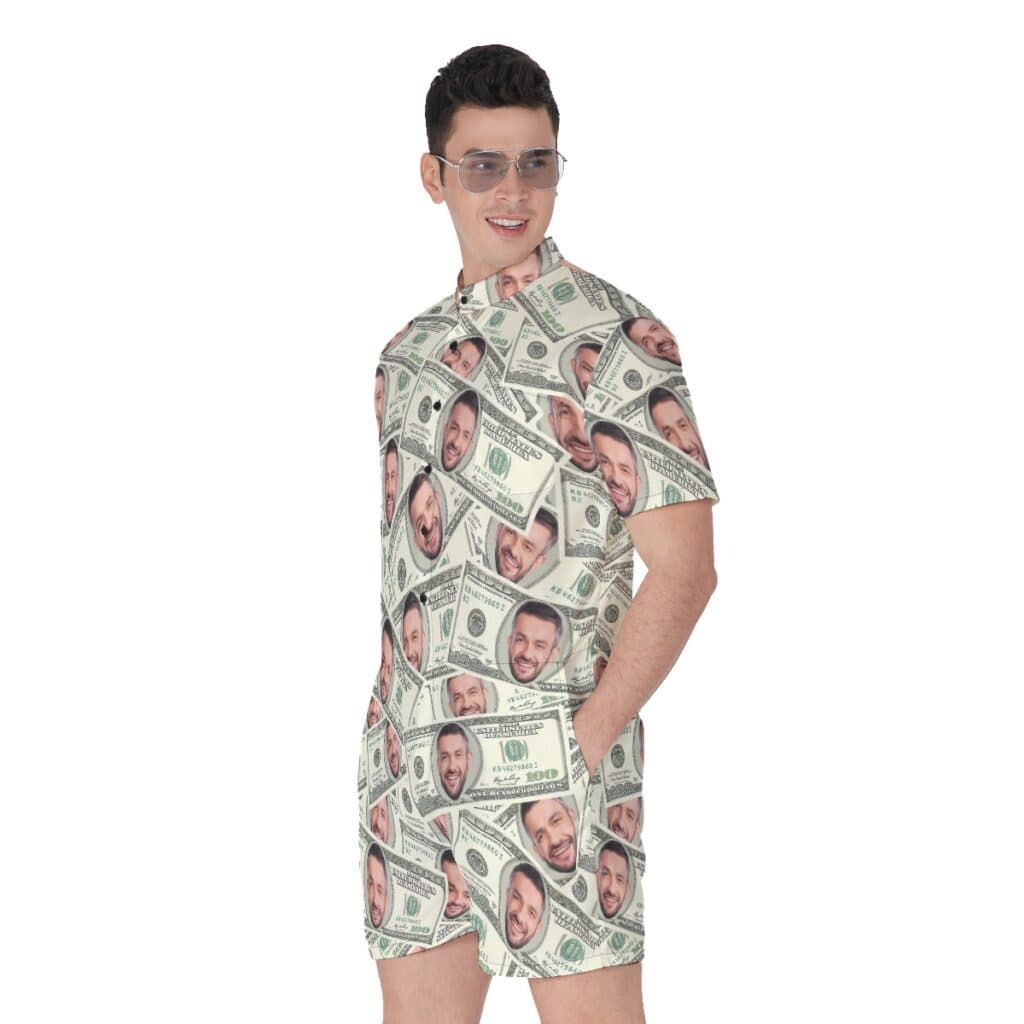 Funny Custom Face Money Hawaiian Romper For Men