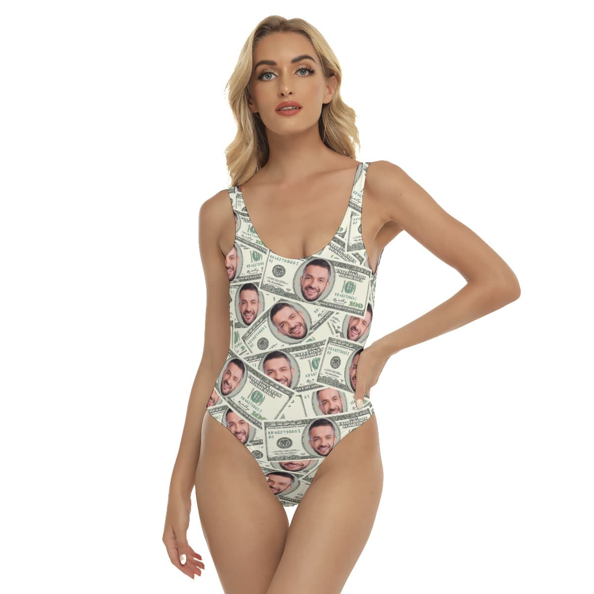 Funny Custom Face On Dollars Hawaiian Swimsuit For Women (4)