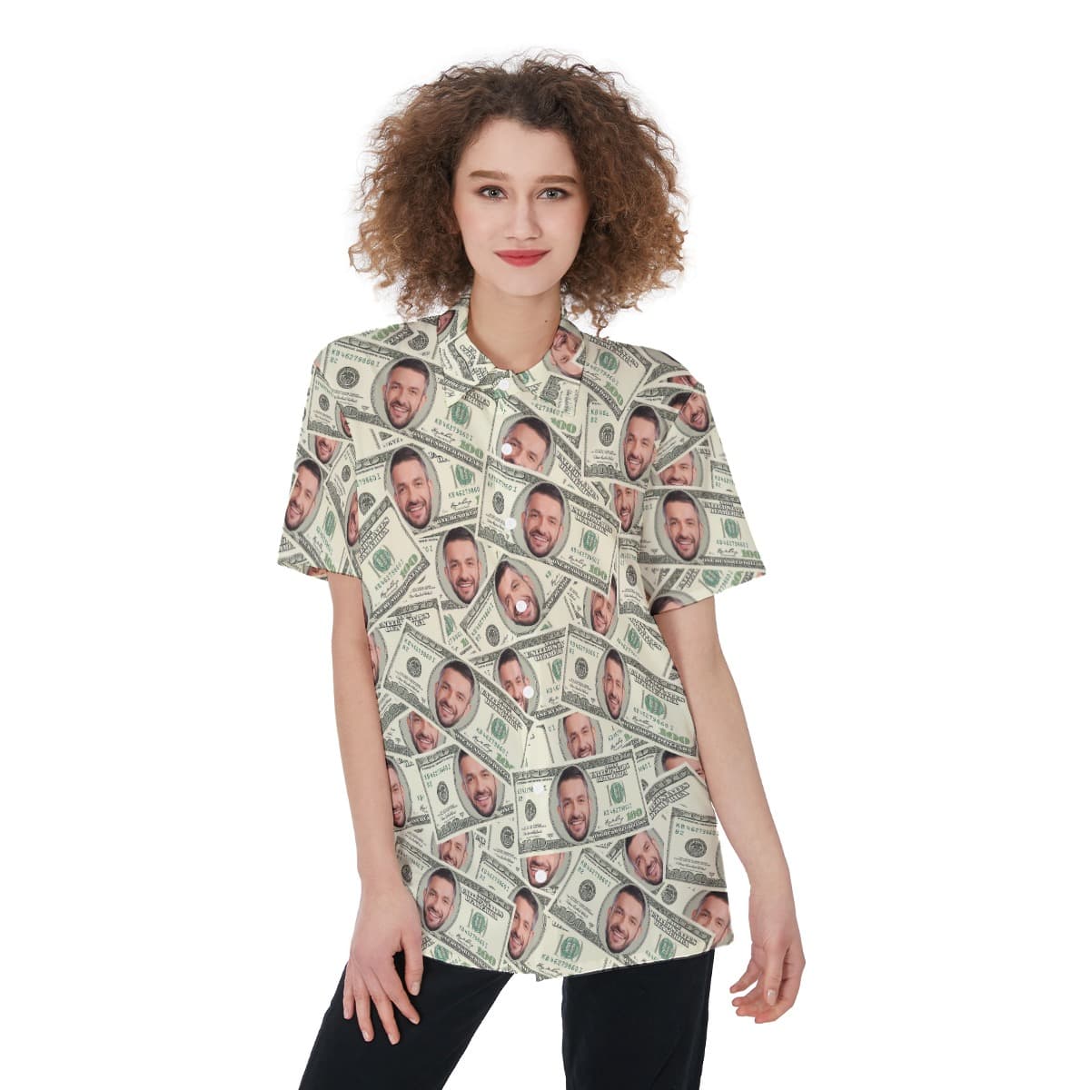 Funny Custom Face On Money Women's Hawaiian Shirt