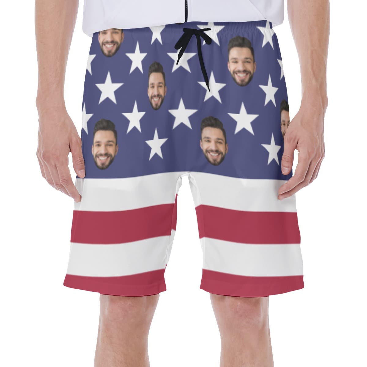 Funny Custom Face Patriotic American Flag Hawaiian Swimwear For Summer