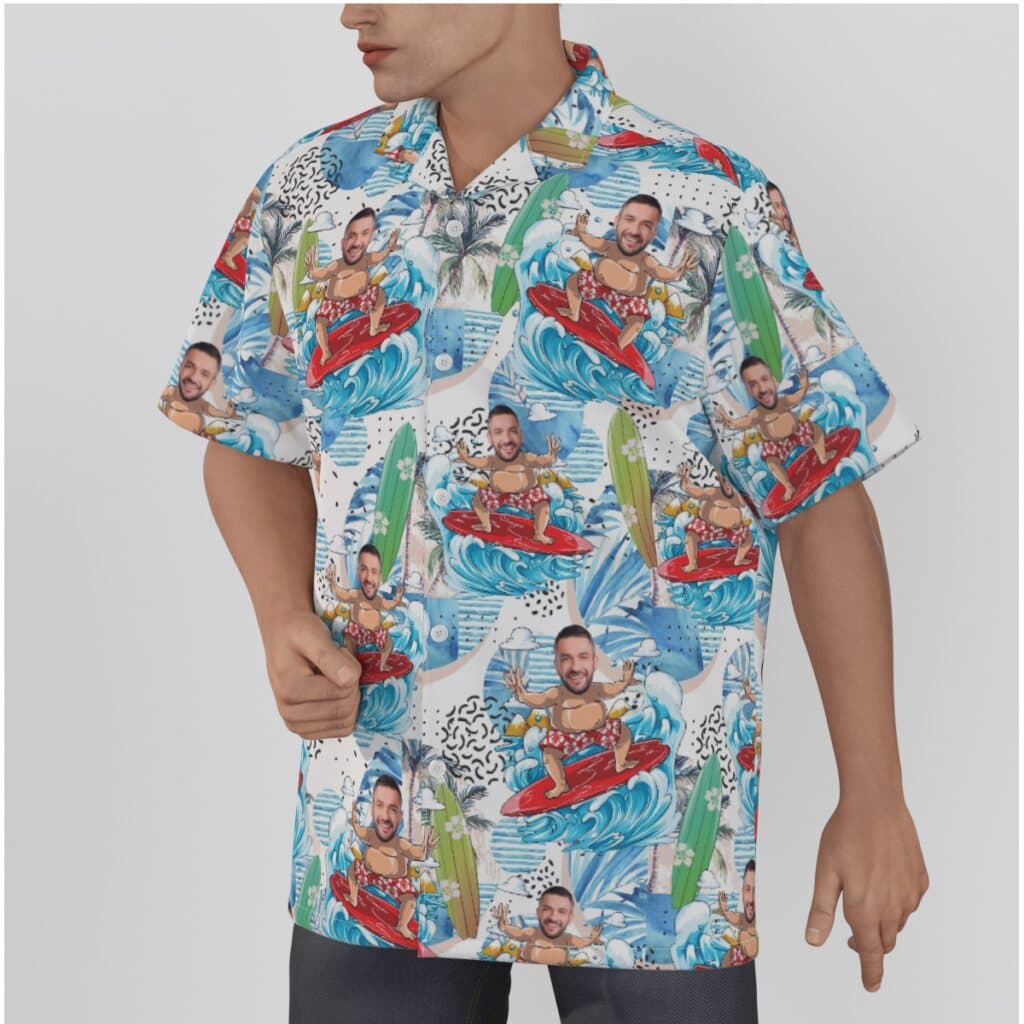 Funny Custom Face Surfing Hawaiian Shirt