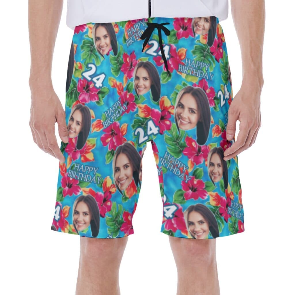 Funny Custom Face Theme Birthday Hawaiian Swimwear