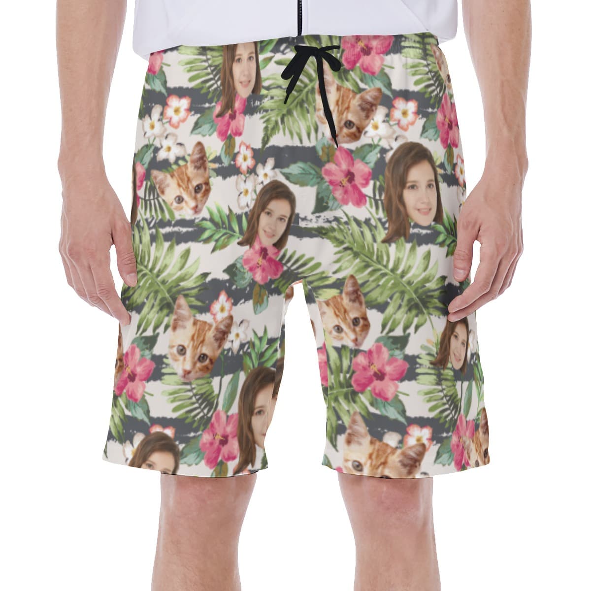 Funny Custom Face Tropical Aloha Swim Trunks For Men