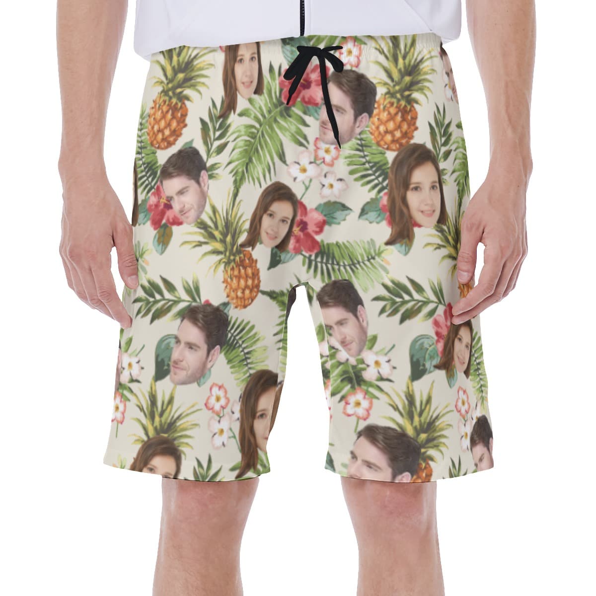 Funny Custom Face Tropical Hawaiian Swim Trunks For Men