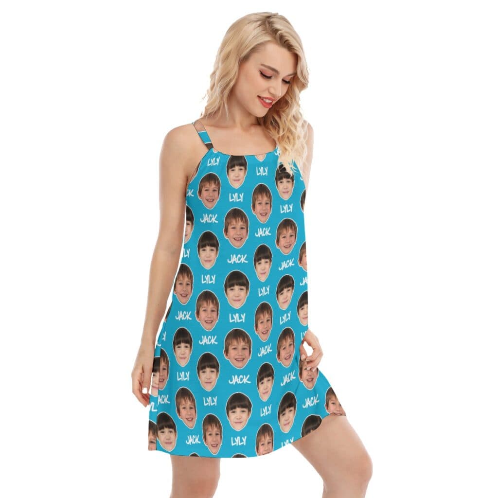 Funny Custom Face With Name Hawaiian Summer Dress For Women