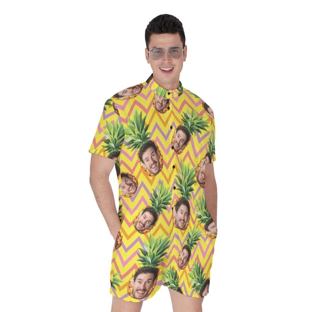 Funny Custom Face With Pineapple Hawaiian Romper