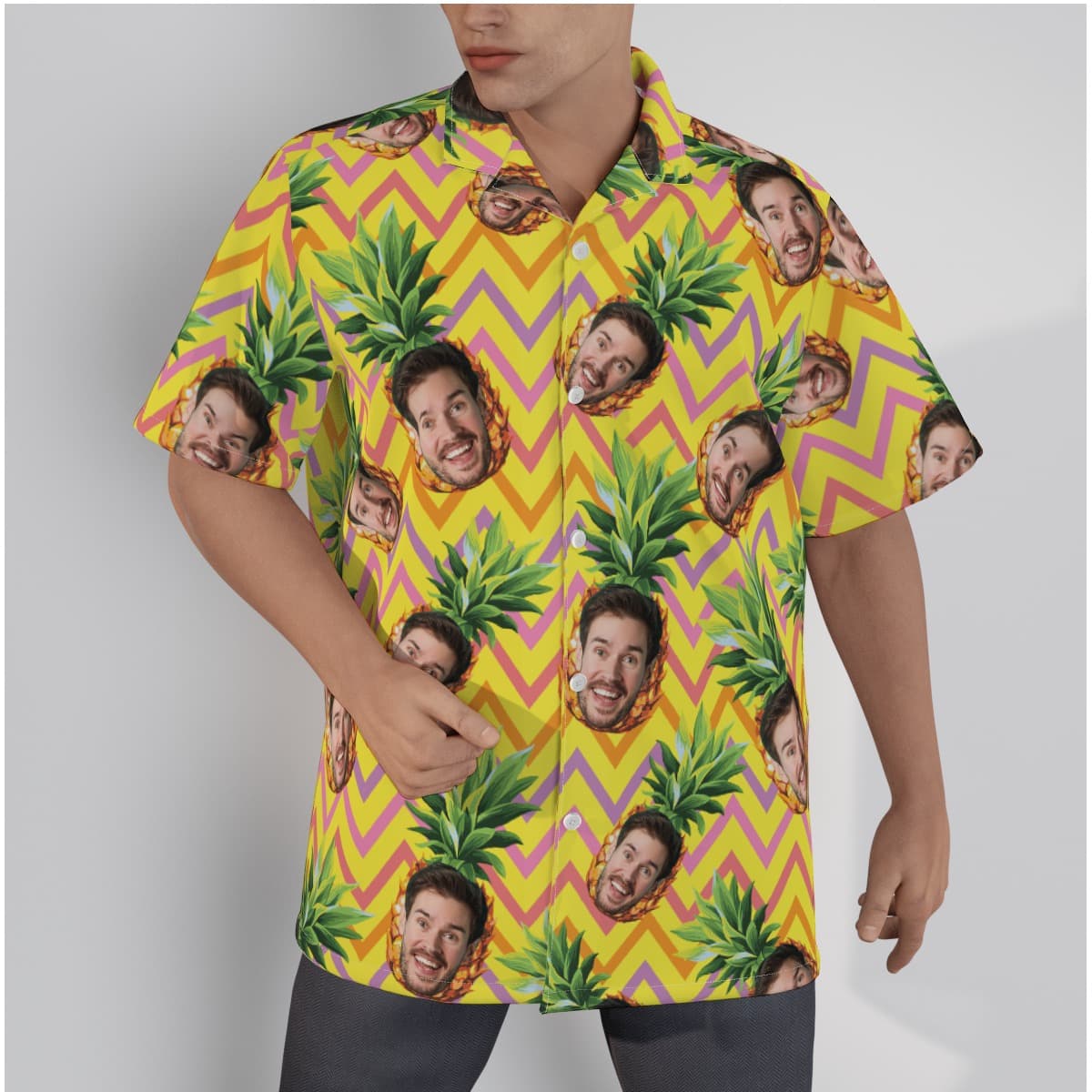 Funny Custom Face With Pineapple Hawaiian Shirt