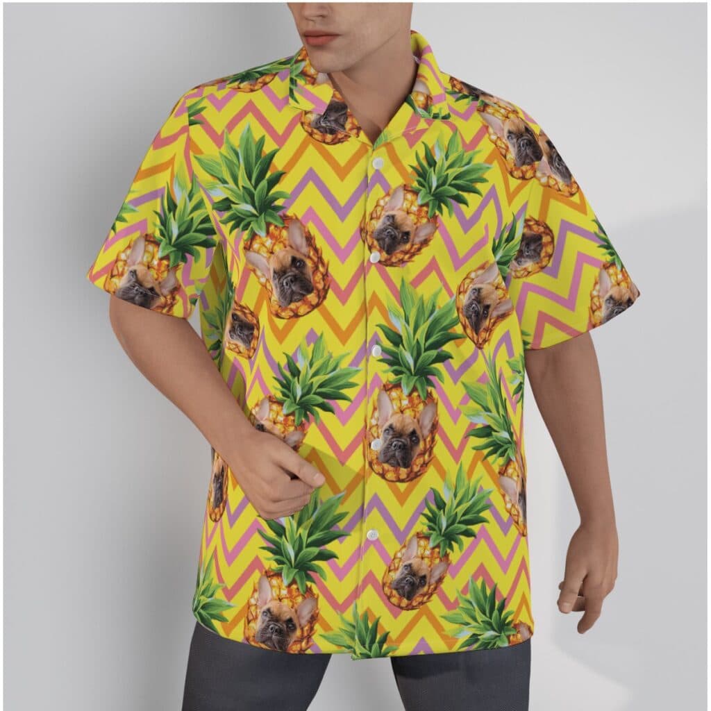 Funny Custom Pet Face With Pineapple Hawaiian Shirt