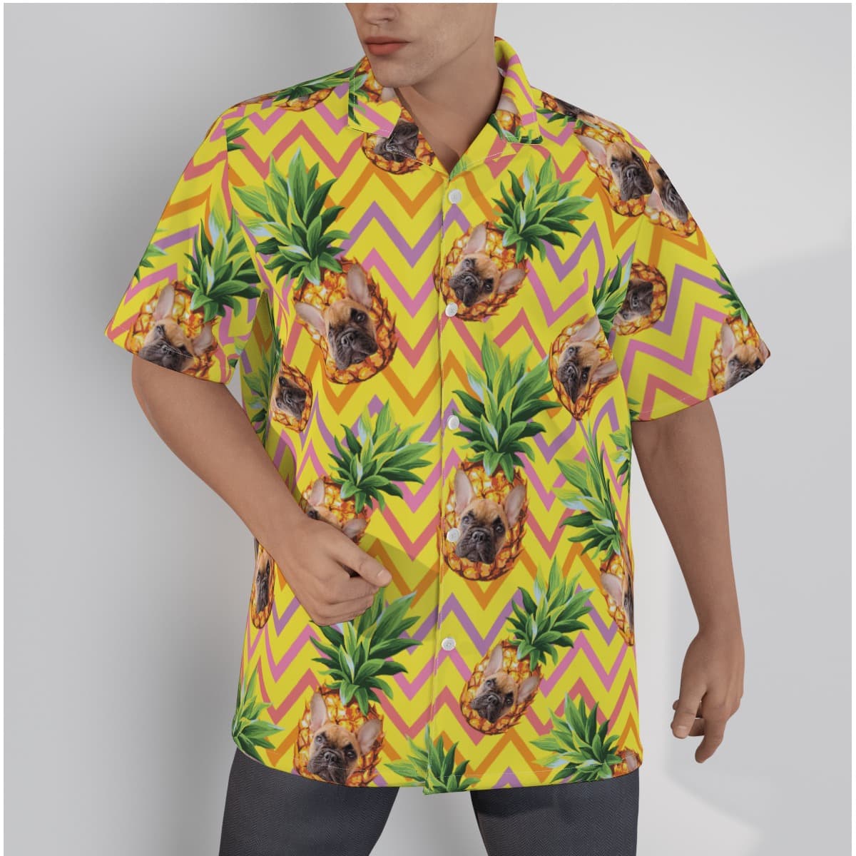 Funny Custom Pet Face With Pineapple Hawaiian Shirt