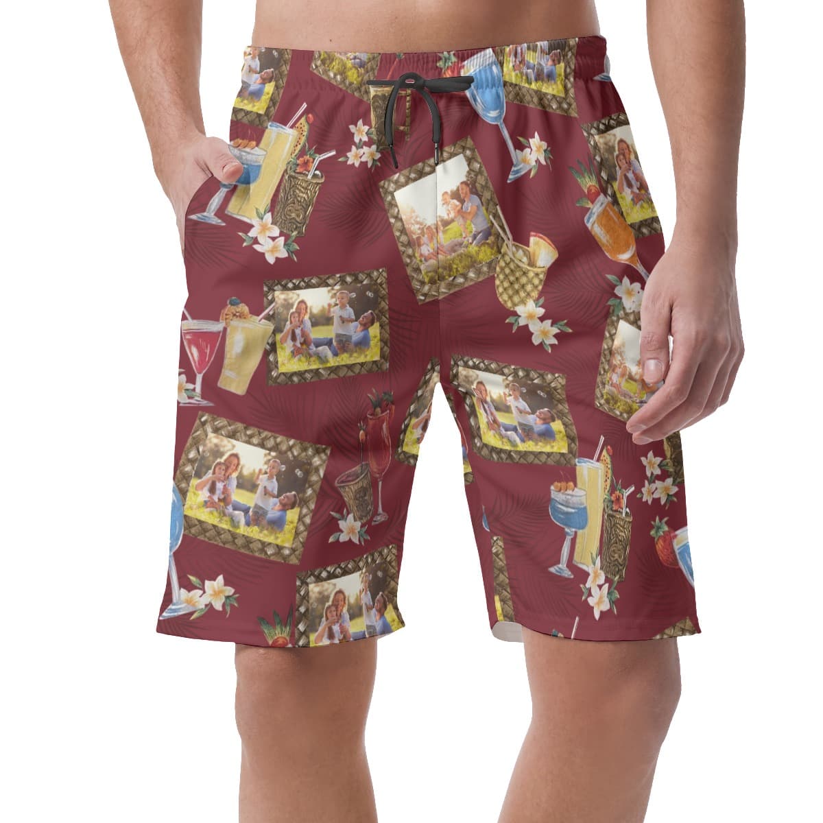 Funny Custom Photos Mix Tropical Drinks Summer Beach Shorts For Men