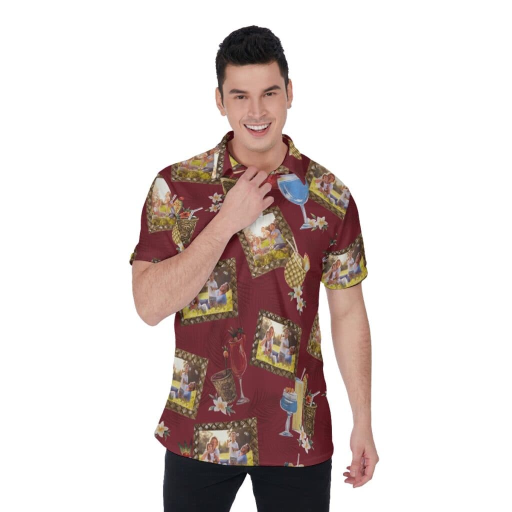 Funny Custom Photos Tropical Drinks Hawaiian Polo Shirt