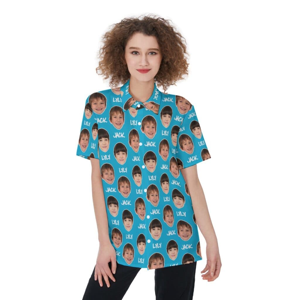 Funny Custom Women's Hawaiian Shirt With Face And Name