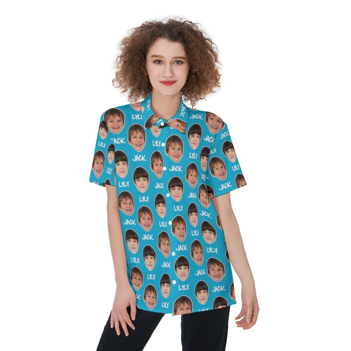 Funny Custom Women's Hawaiian Shirt With Face And Name