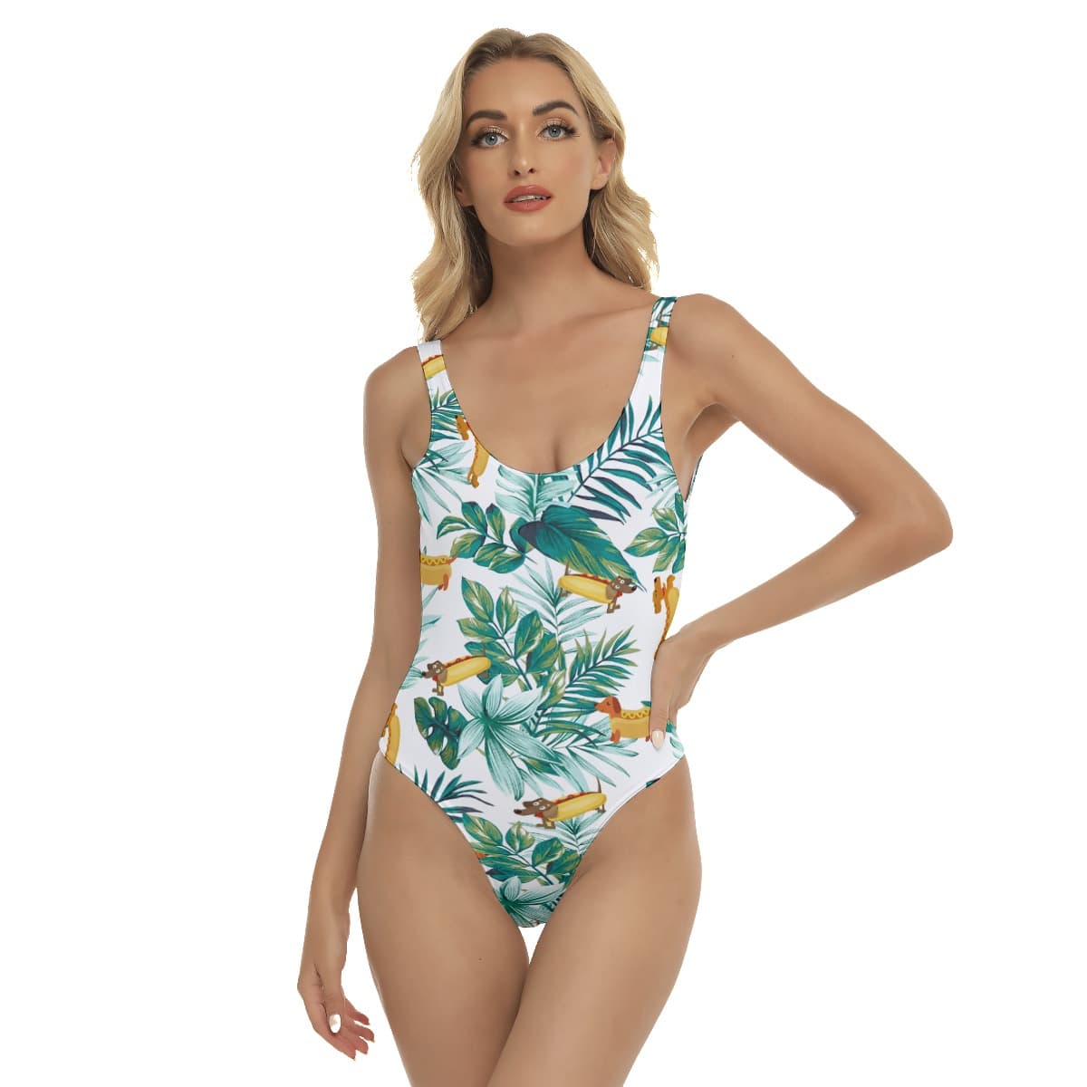 Funny Dachshund Hot Dog Hawaiian Swimsuit For Summer