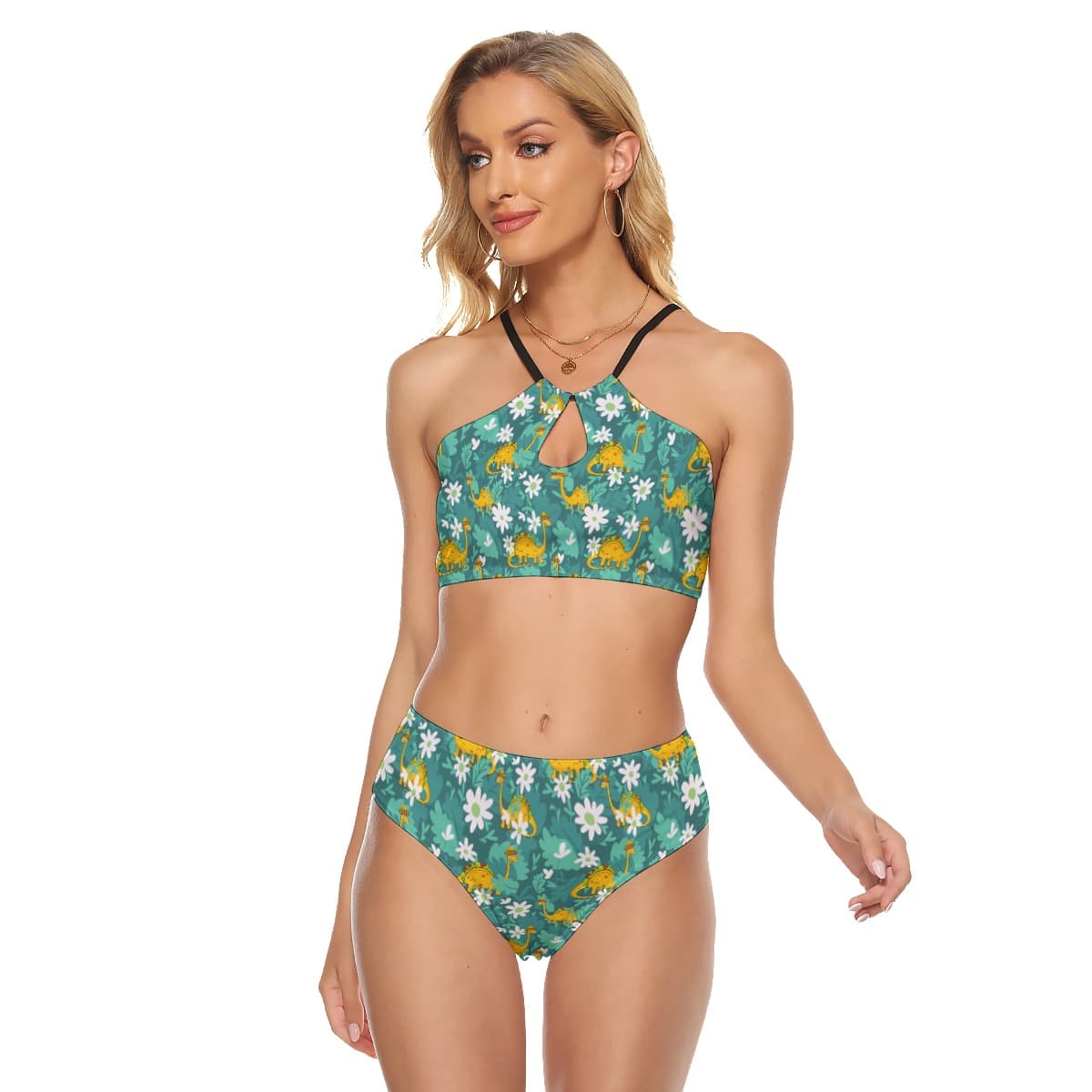 Funny Dinosaurus Women’s Cami Keyhole Two-piece Swimsuit (1)