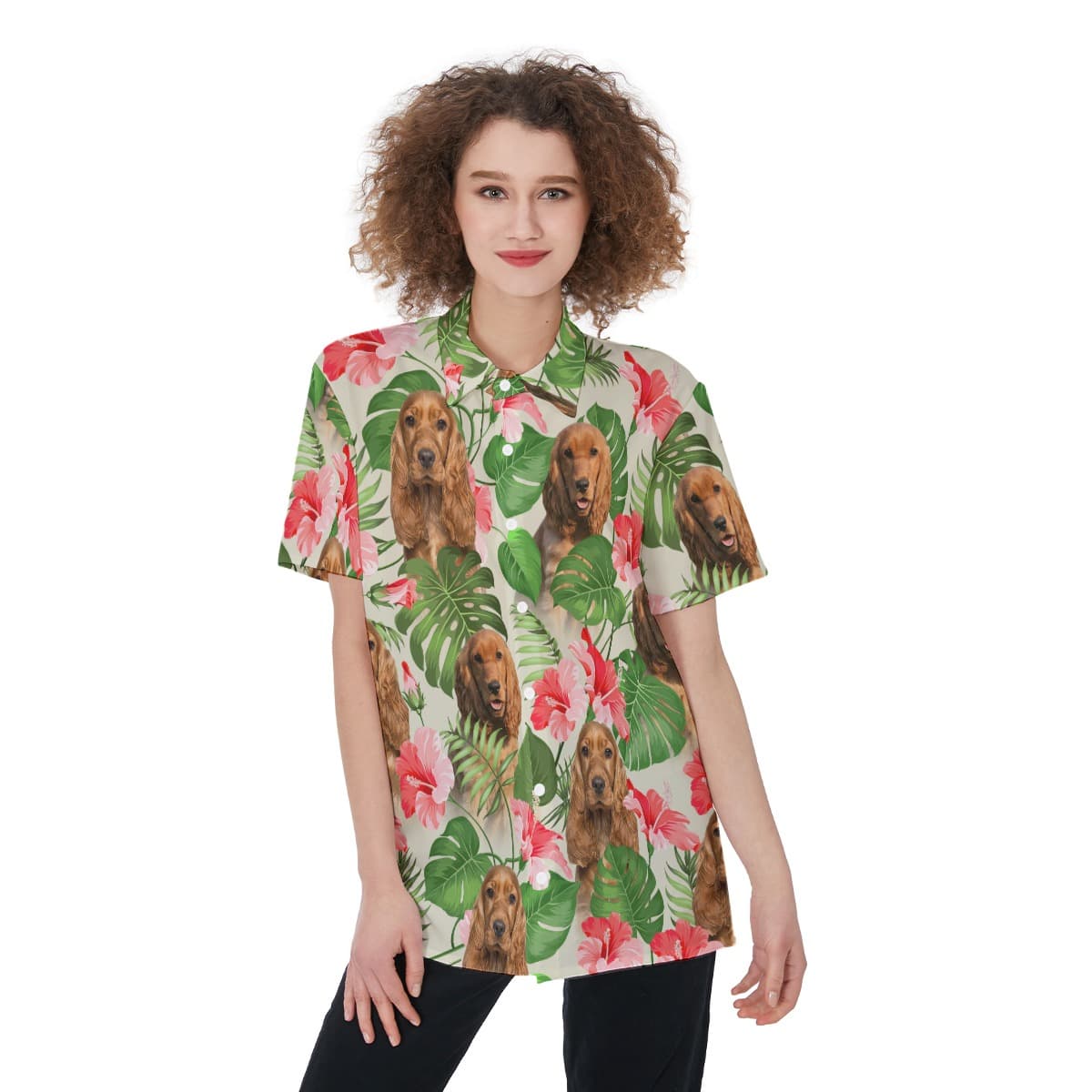 Funny Dog Face Hawaiian Shirt For Women (1)