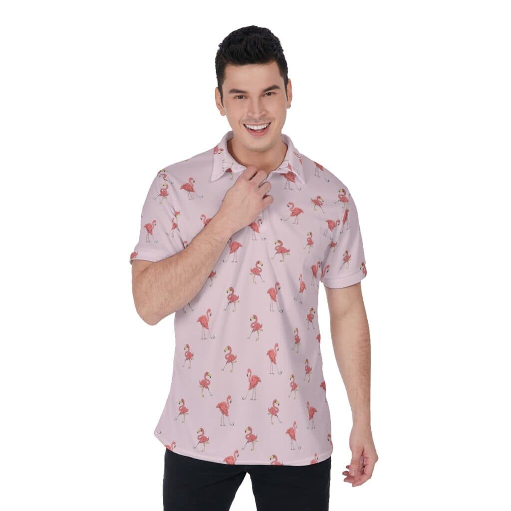 Funny Flamingo Men's Golf Shirt