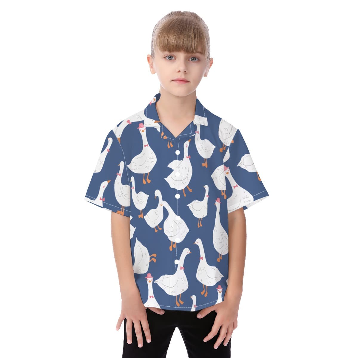 Funny Goose Blue Hawaiian Shirt For Kids (1)