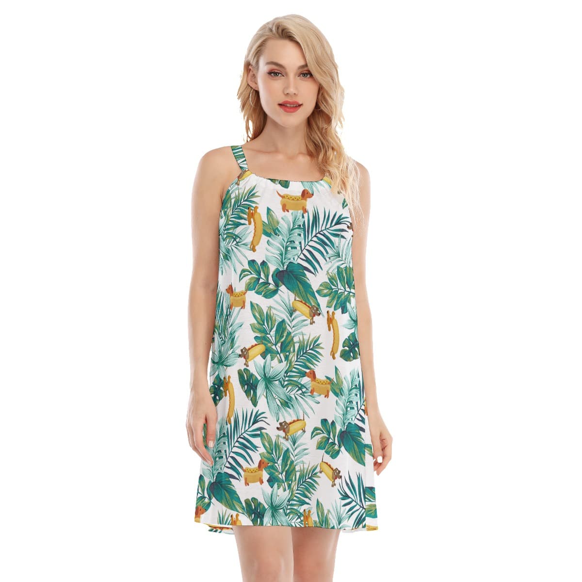 Funny Hot Dog Dogs Hawaiian Cami Dress For Women (4)