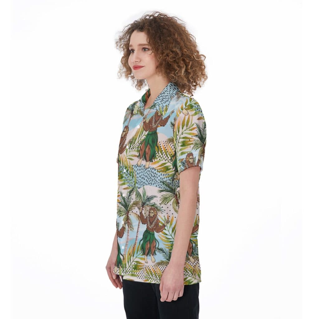 Funny Hula Bigfoot Tropical Women's Hawaiian Shirt