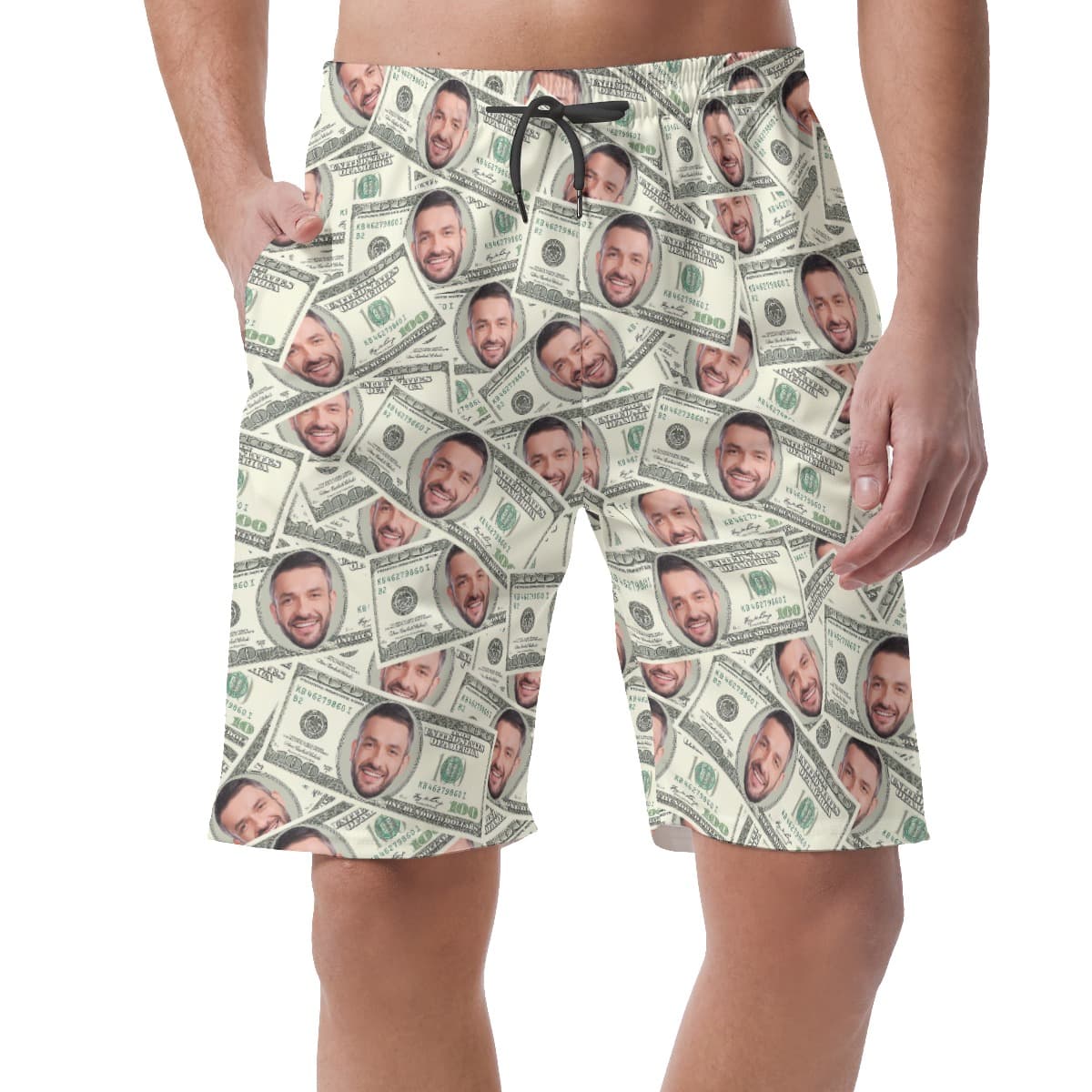 Funny Money Custom Face Hawaiian Summer Beach Shorts For Men