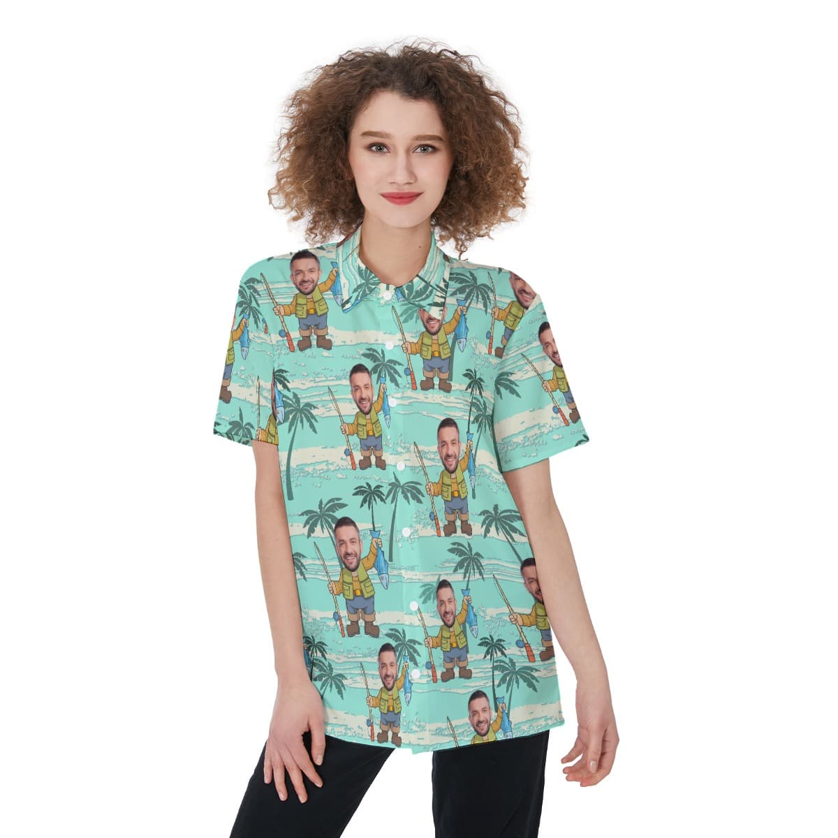 Funny Personalized Face Hawaiian Shirt For Women (1)
