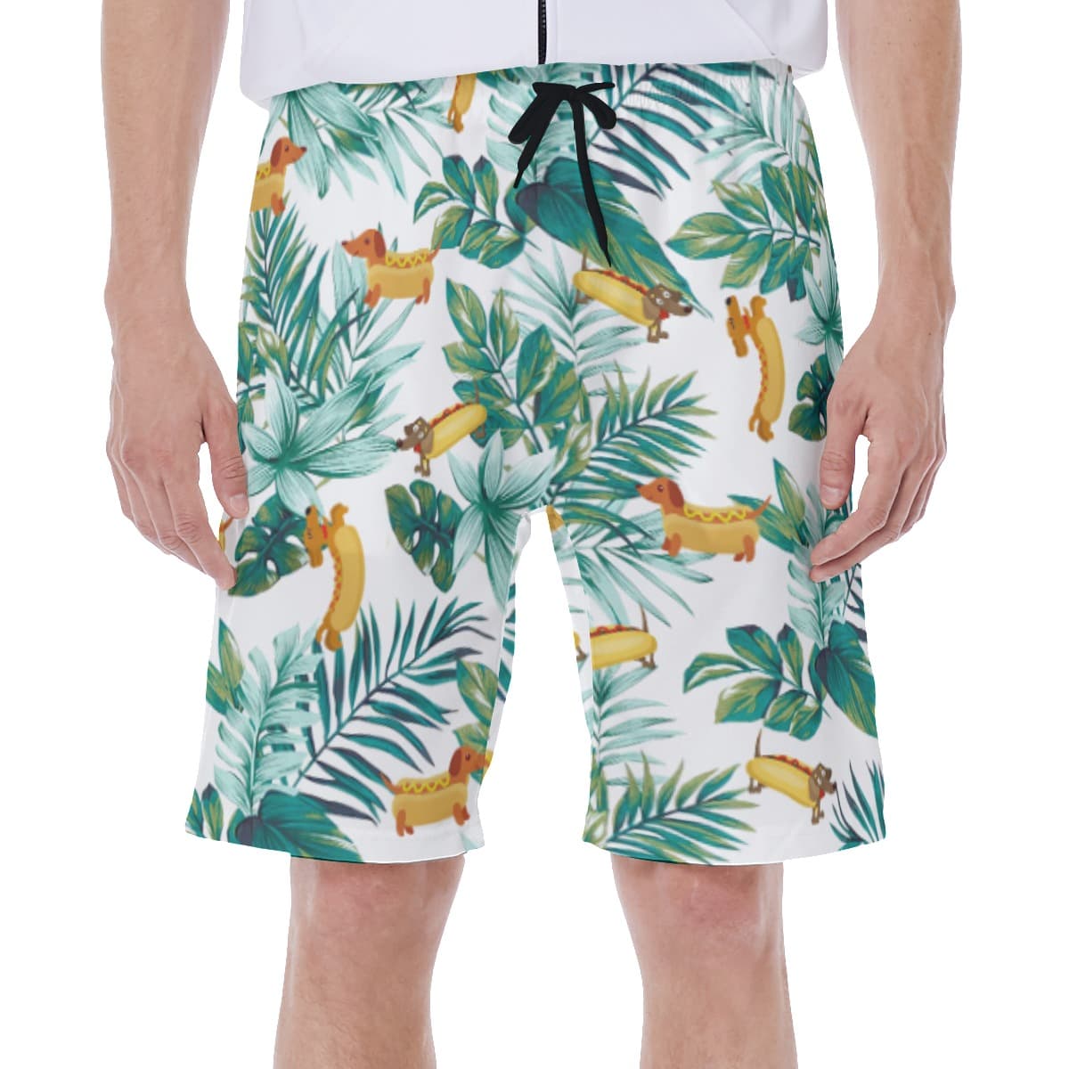 Funny Sausage Dog Hawaiian Swim Trunks For Men