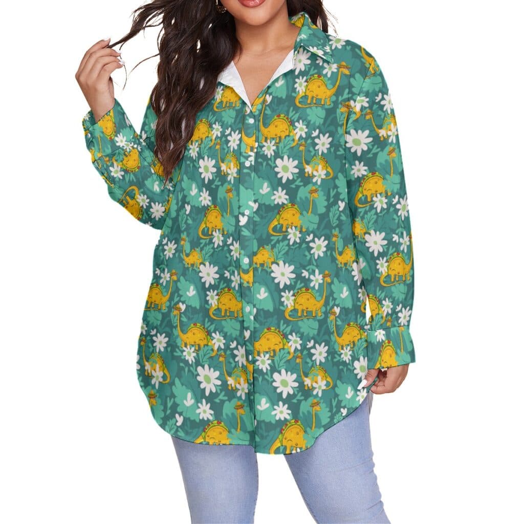 Funny Tacosaurus Hawaiian Plus Size Shirt For Women