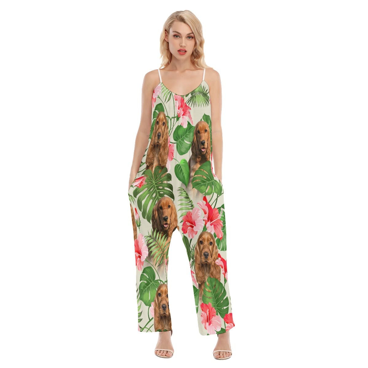 Funny Tropical Loose Jumpsuit With Dog Face (1)