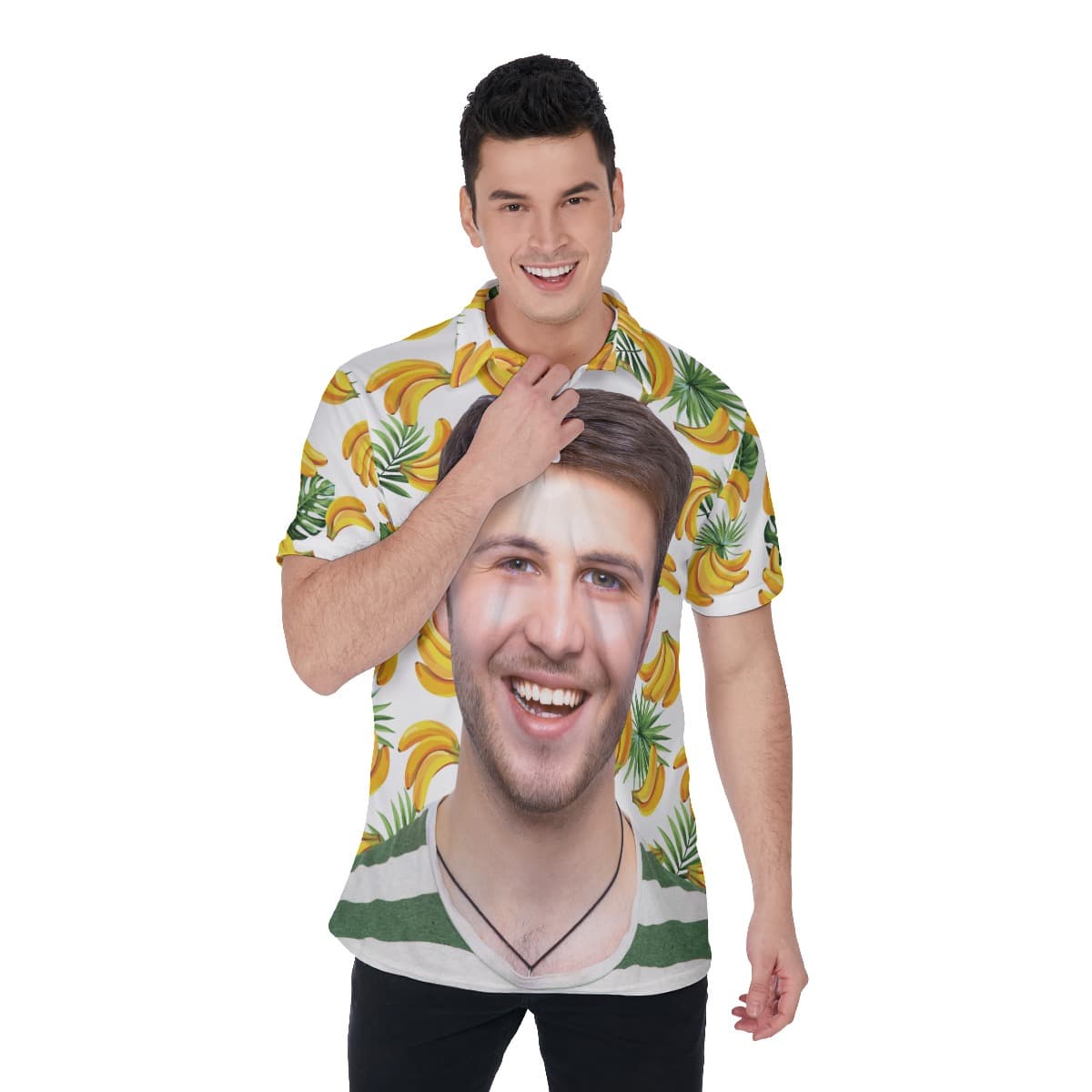 Funny Tropical Men’s Hawaiian Polo Shirt With Face Personalized (1)