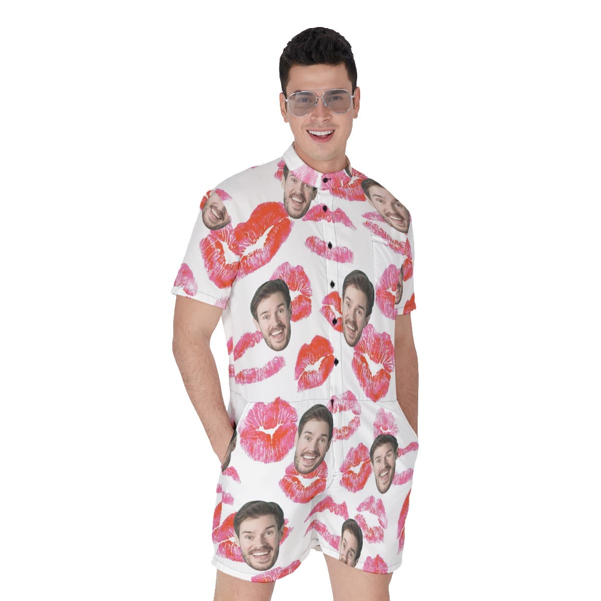 Funny Valentine Gift Custom Face Men’s Hawaiian Romper (1)