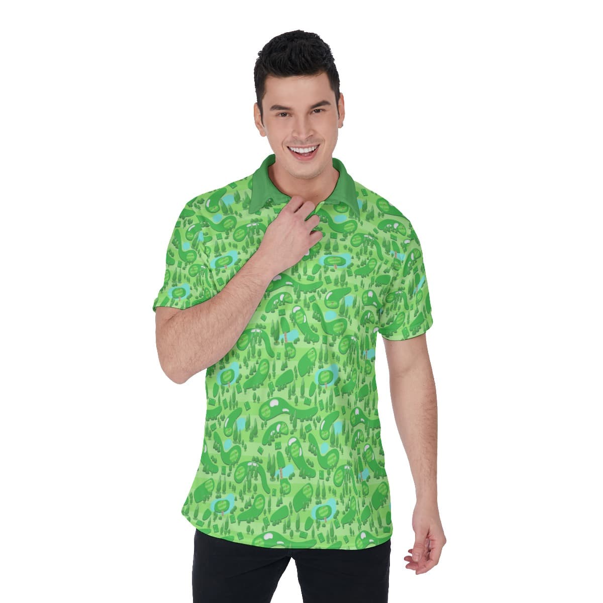 Golf Course Green Polo Shirt For Men (1)