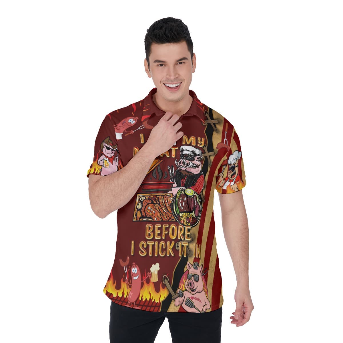 Grilling BBQ I Rub My Meat Before I Stick It In Aloha Polo Shirt
