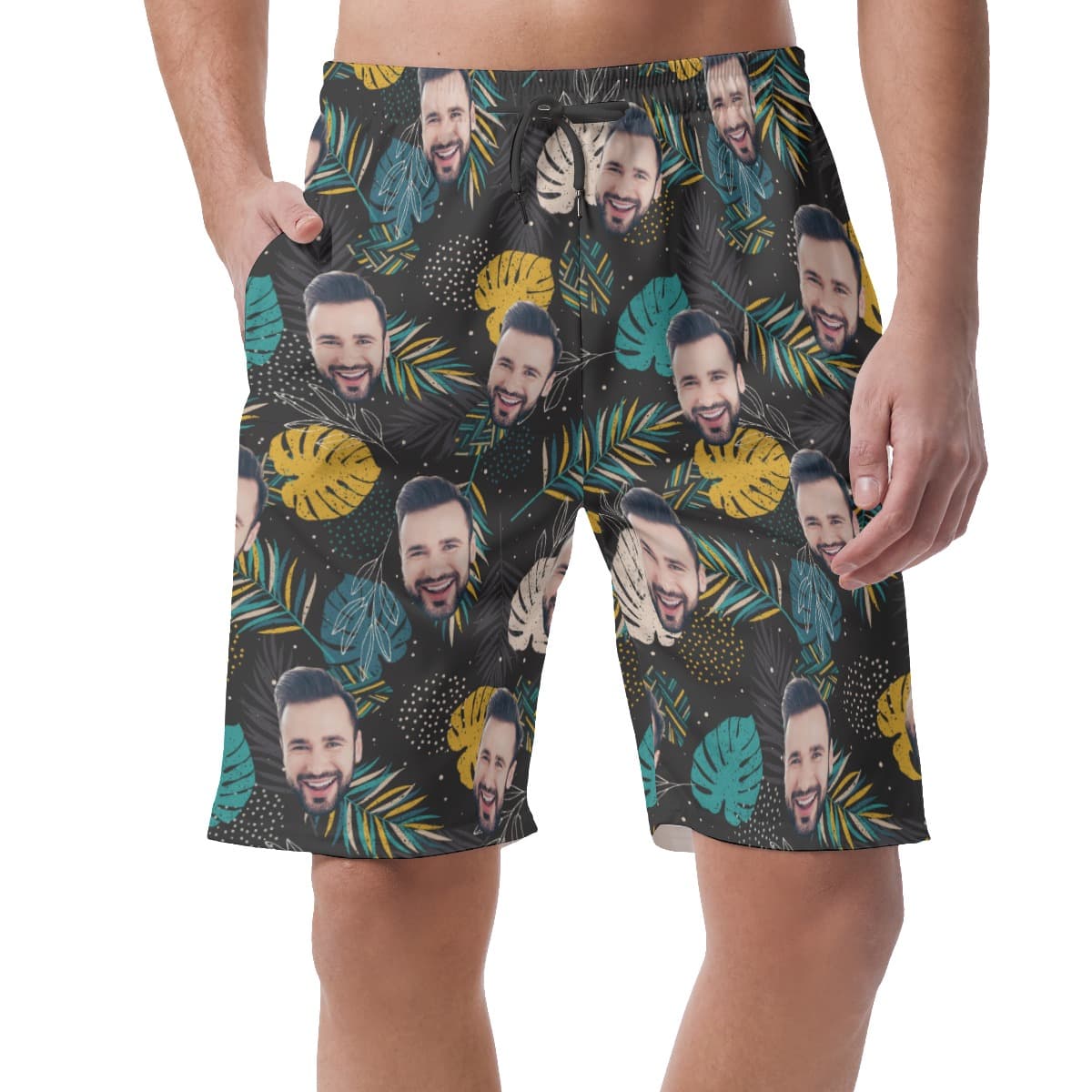 Hawaiian Leaf Custom Face Men's Hawaiian Shorts (1)