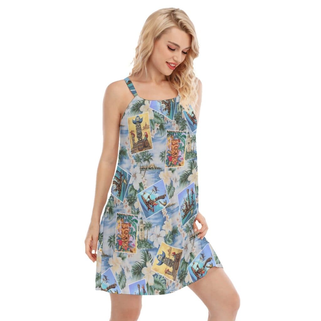 Hawaiian Tiki Floral Summer Cami Dress For Women