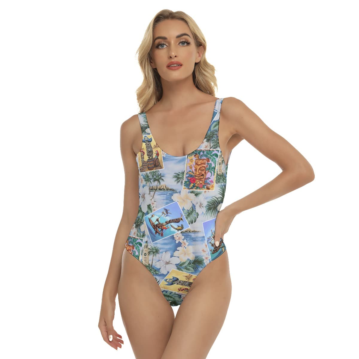 Hawaiian Tiki Floral Summer Swimsuit For Women (1)