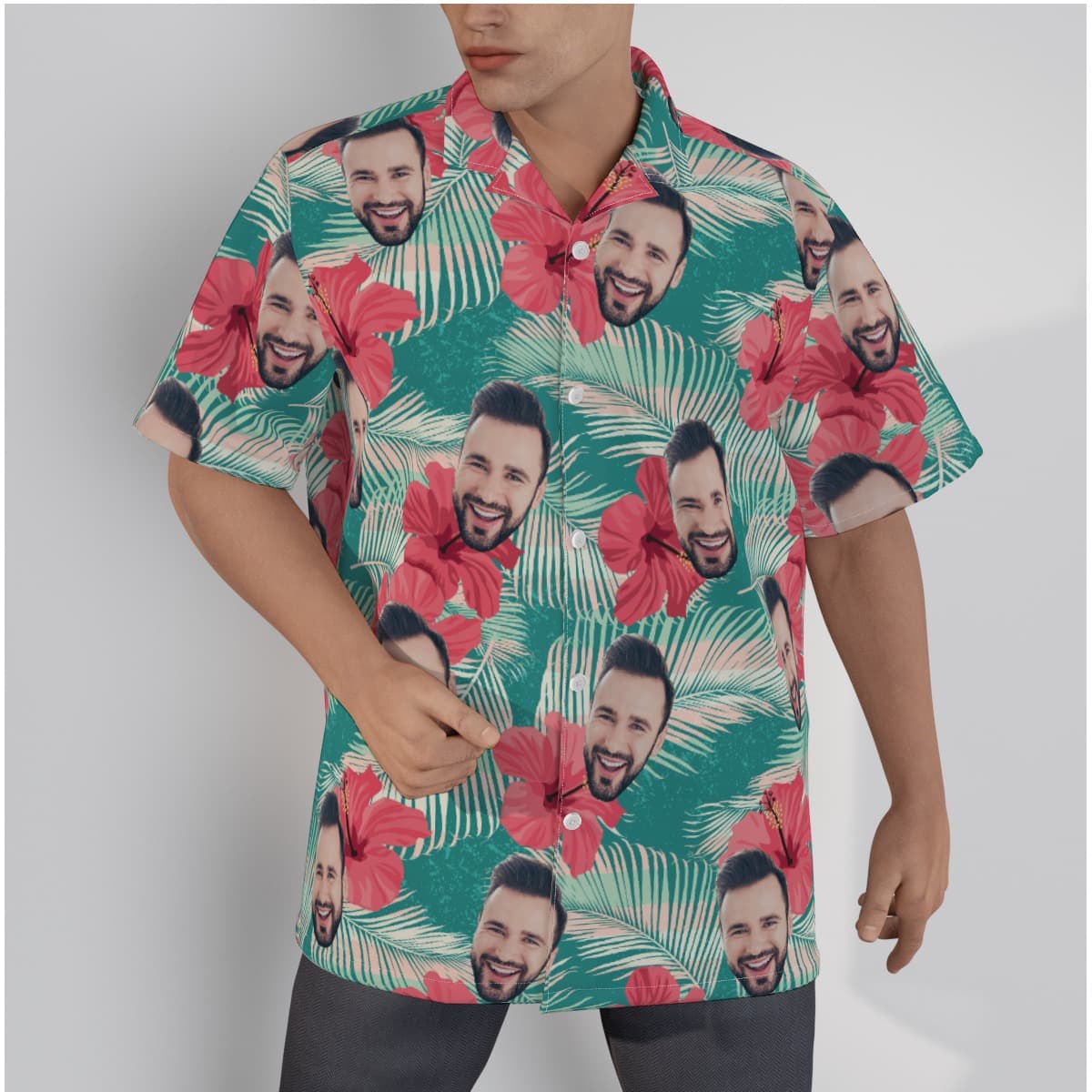 Hibiscus Men's Hawaiian Shirt With Custom Face (1)