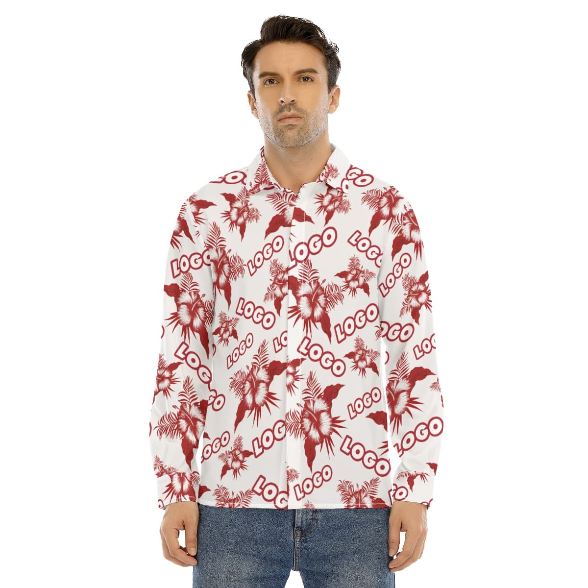 Long Sleeve Hawaiian Shirt With Logo (1)