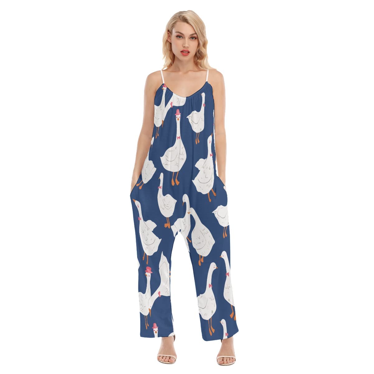 Lovely Goose Blue Aloha Jumpsuit For Women (1)