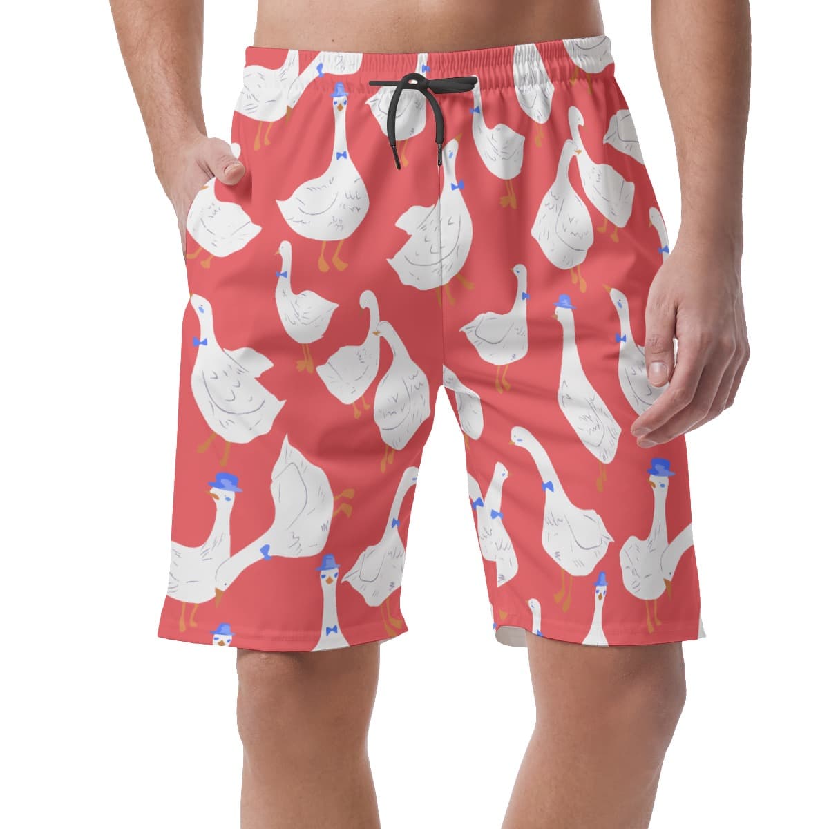 Lovely Goose Red Hawaiian Casual Shorts For Men (1)