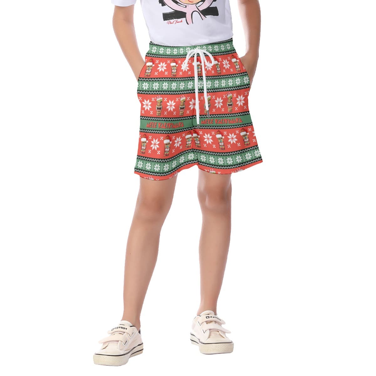 Mele Kalikimaka Tiki Hawaiian Beach Shorts For Kids (1)
