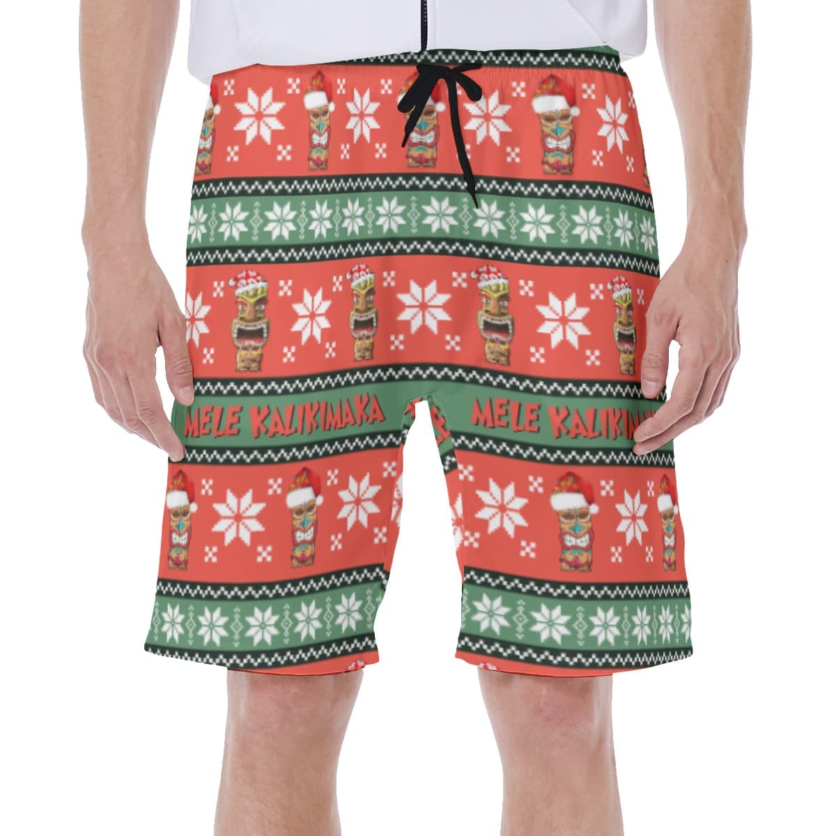 Men’s Christmas Luau Tiki Hawaiian Swim Trunks (1)