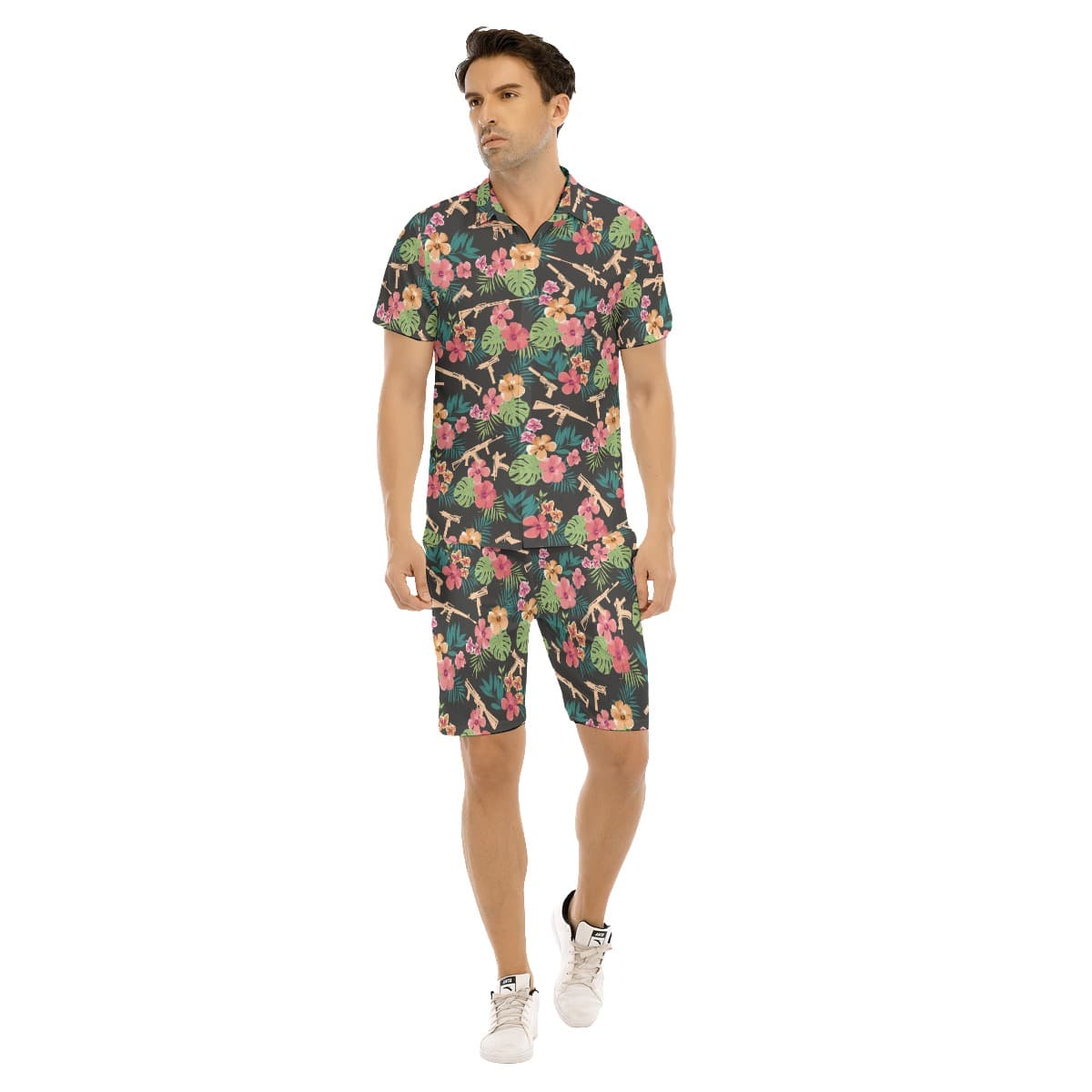 Men’s Cool Gun Hawaiian Shirt And Shorts (1)