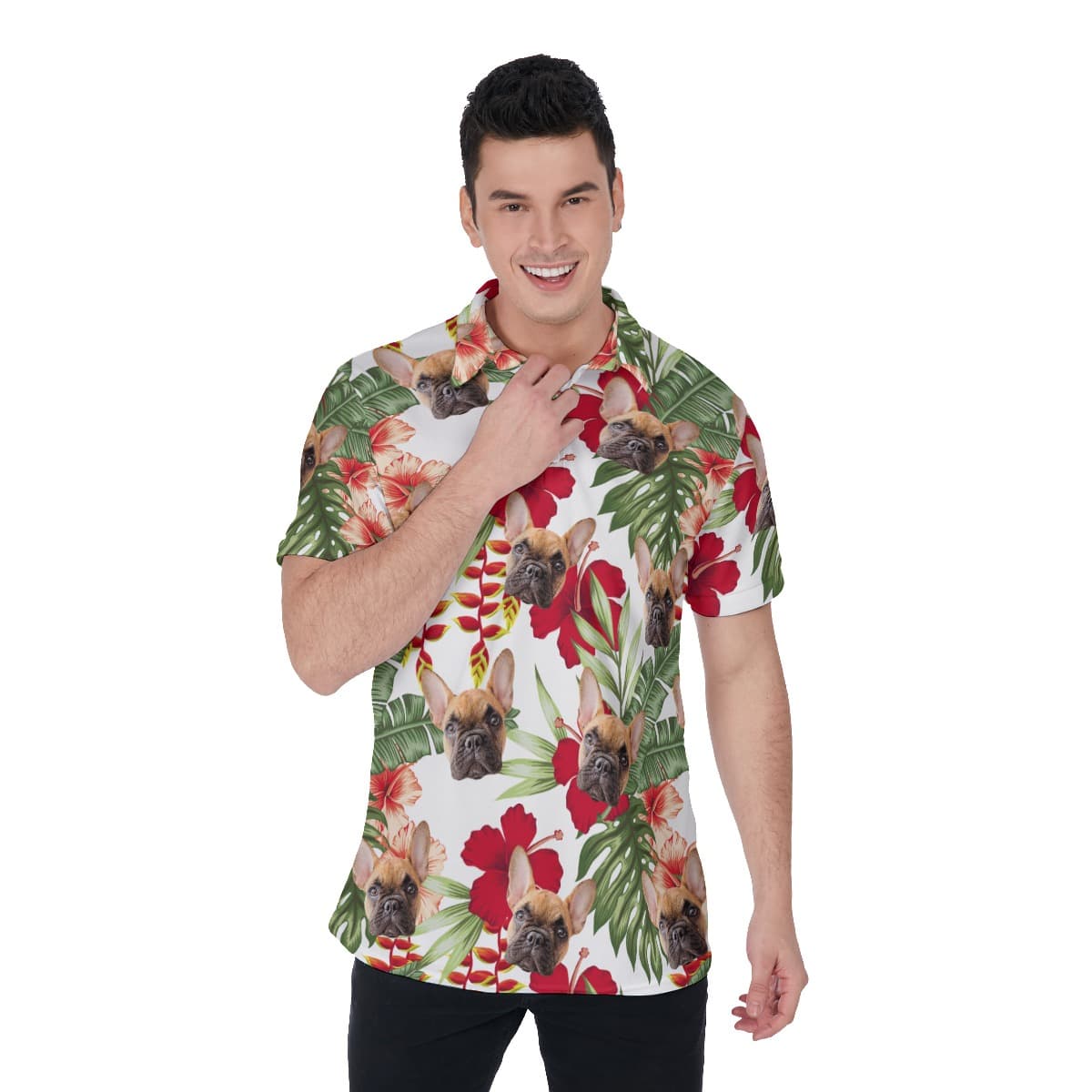 Men’s Custom Cat And Dog Polo Hawaiian Shirts (2)