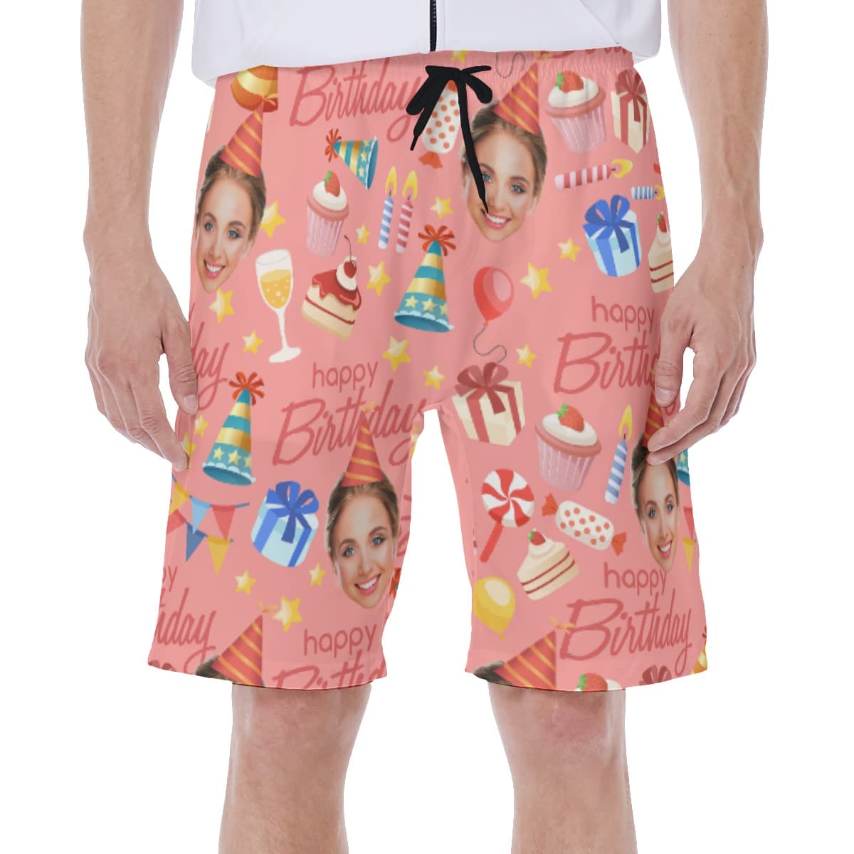 Men’s Custom Face Birthday Swim Trunks (1)
