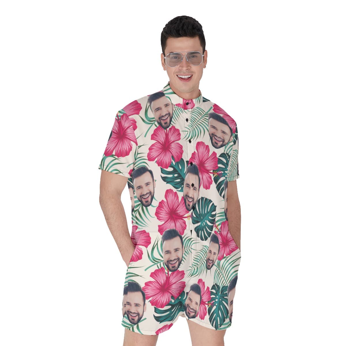 Men’s Custom Face Hawaiian Romper (2)