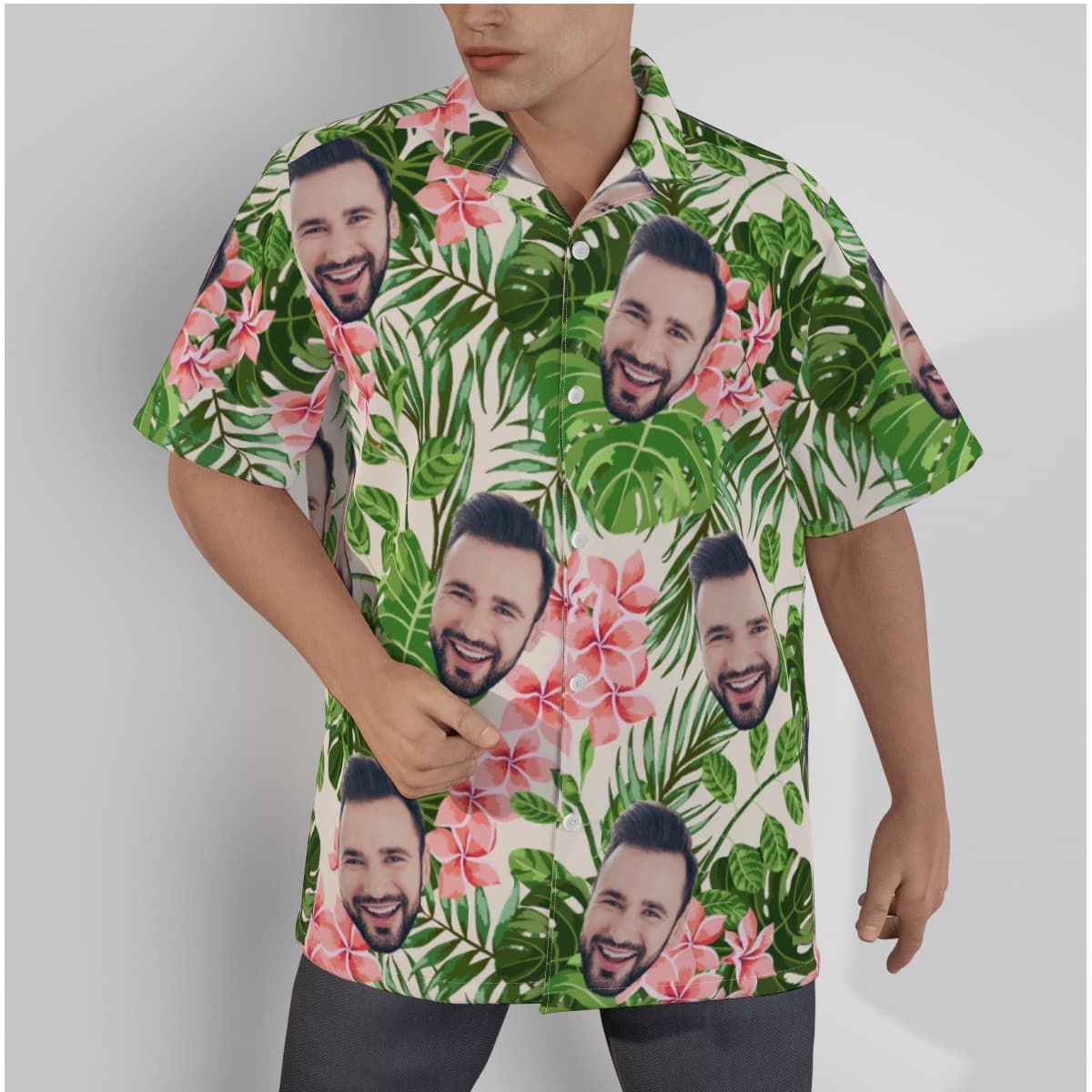 Men’s Custom Face Hawaiian Shirt (1)