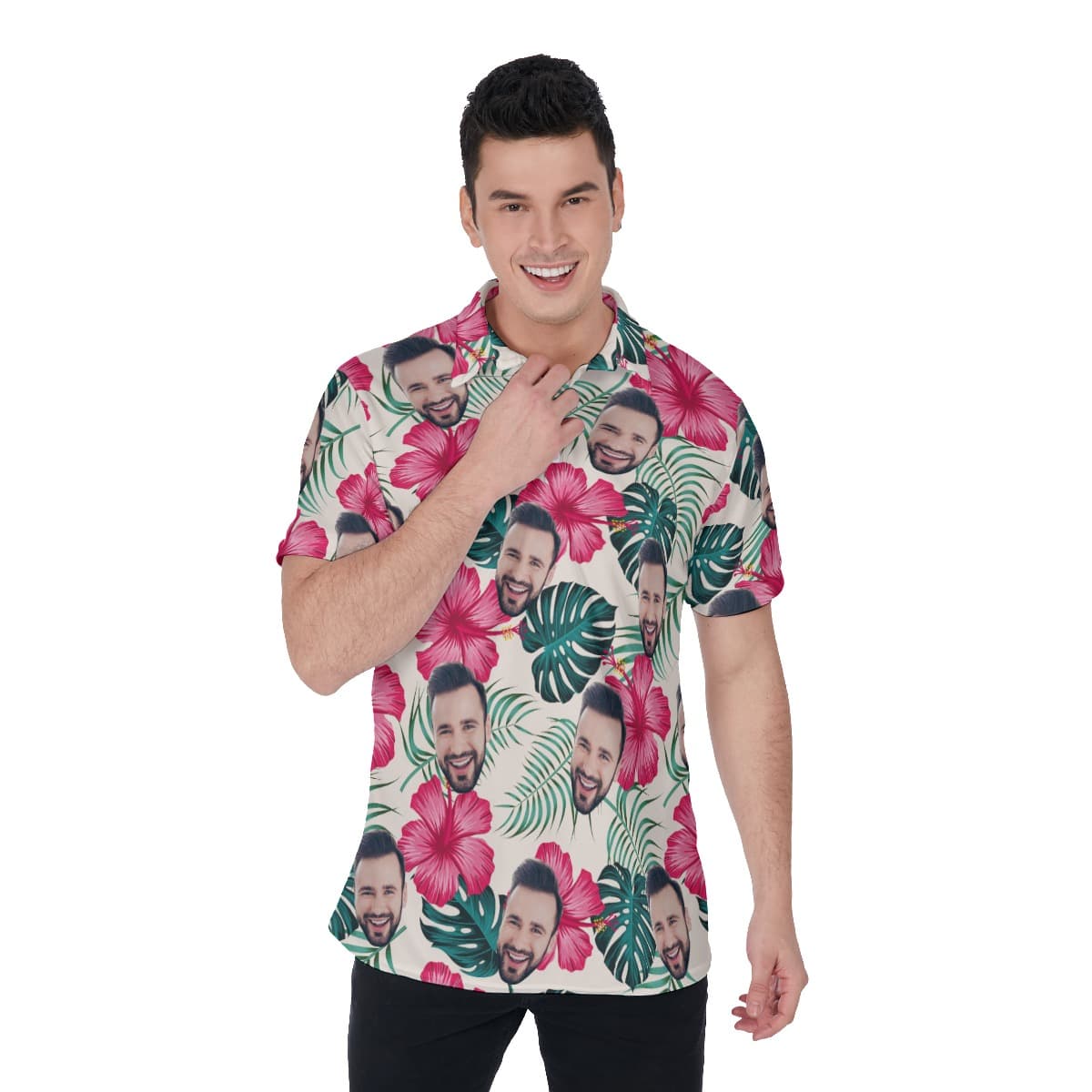 Men’s Custom Face Polo Hawaiian Shirt (2)