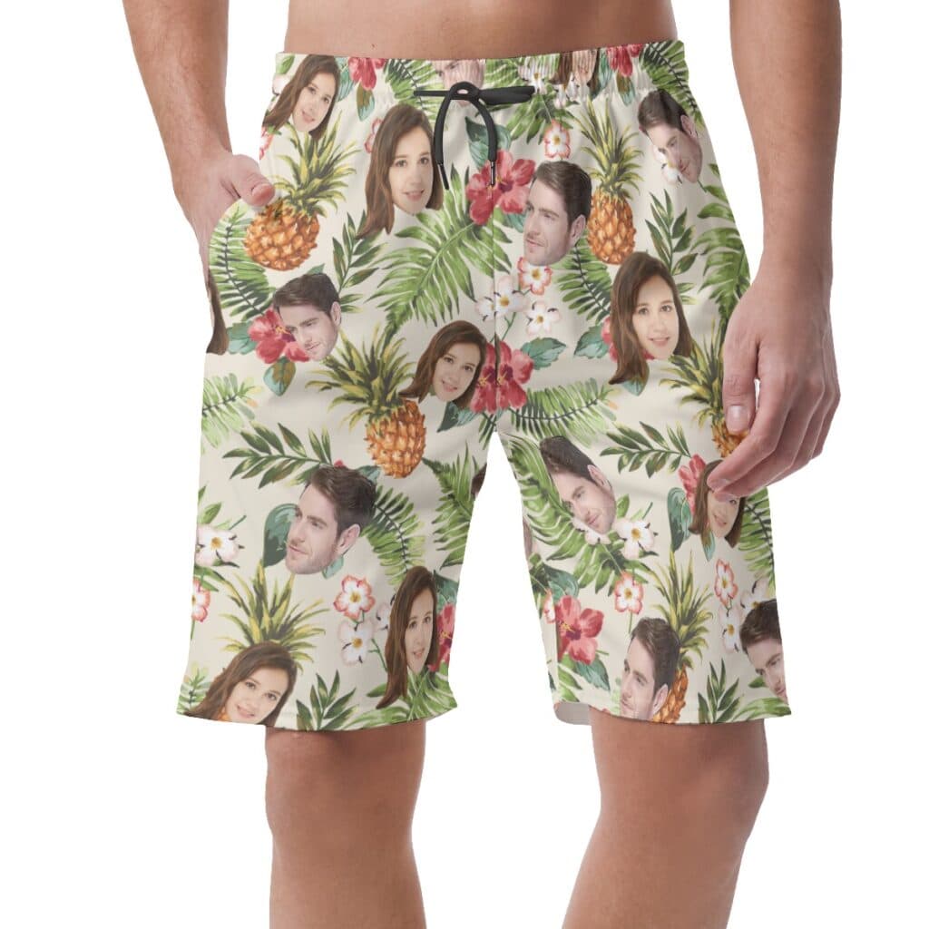 Men's Custom Summer Hawaiian Beach Shorts With 2 Faces